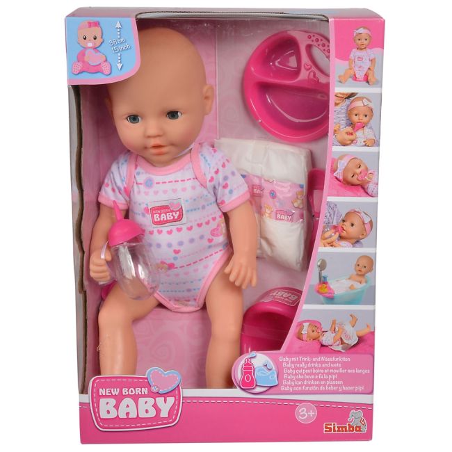 Papusa Simba New Born Baby 38 cm Bebe cu olita si accesorii