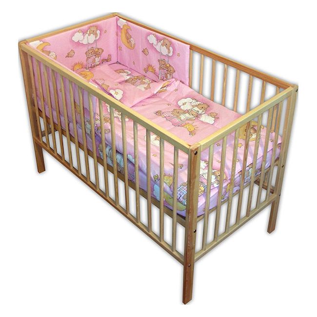 Lenjerie patut Hubners Ursulet Somn Usor 4 piese roz