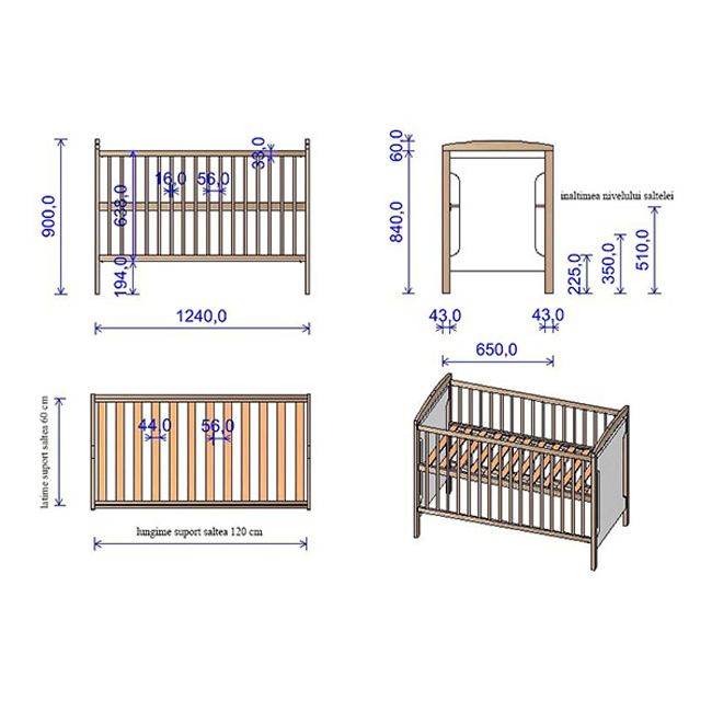 Patut copii din lemn Hubners Karly Girafa 120x60 cm venghe