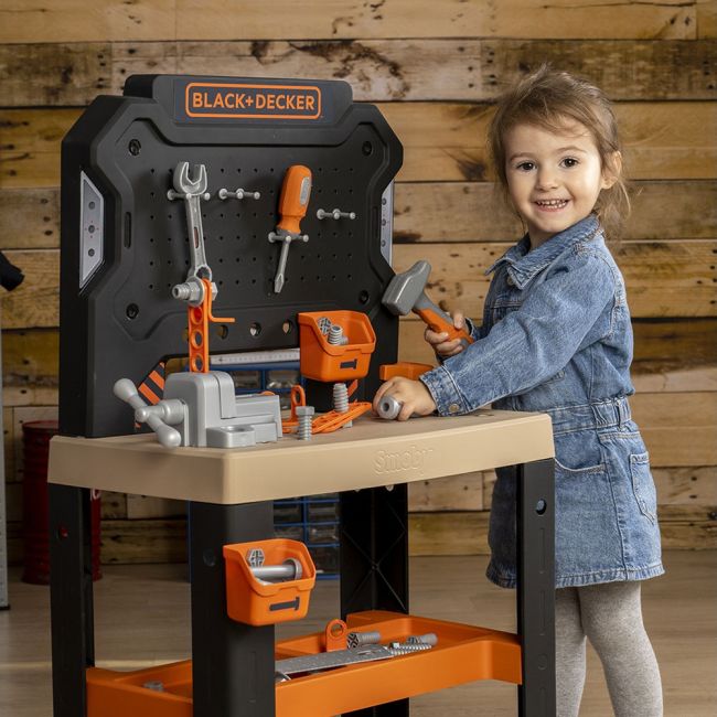 Atelier Smoby Black & Decker Bricolo Center cu 78 accesorii