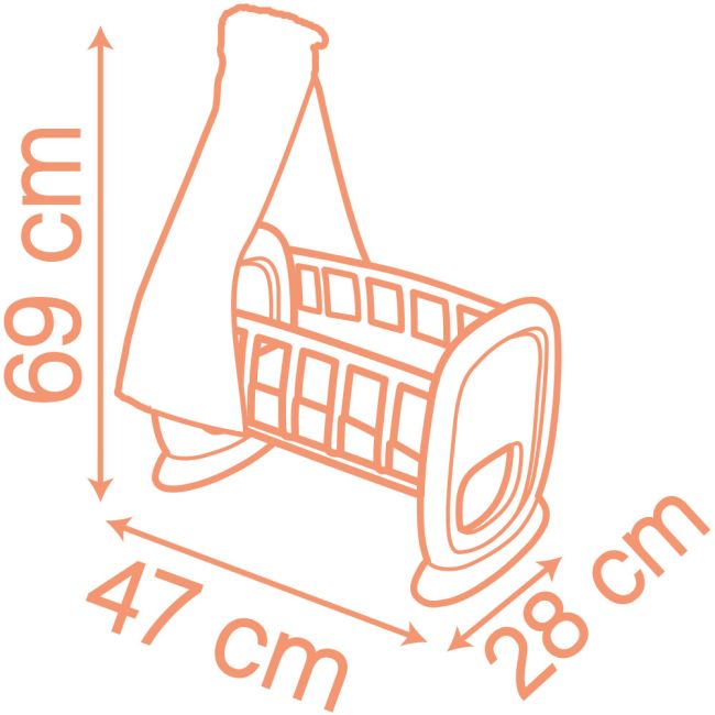 Leagan pentru papusa Smoby Baby Nurse Cradle cu baldachin