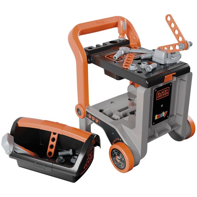 Masa de lucru 3 in 1 Smoby Black & Decker Bricolo Devil Workmate cu 19 accesorii