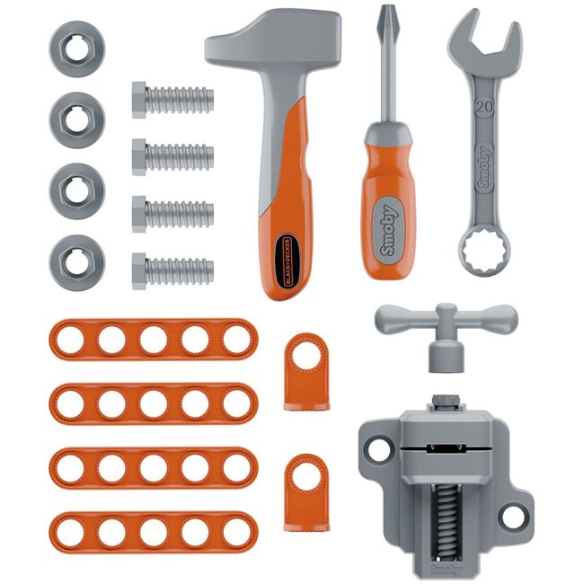 Masa de lucru 3 in 1 Smoby Black & Decker Bricolo Devil Workmate cu 19 accesorii