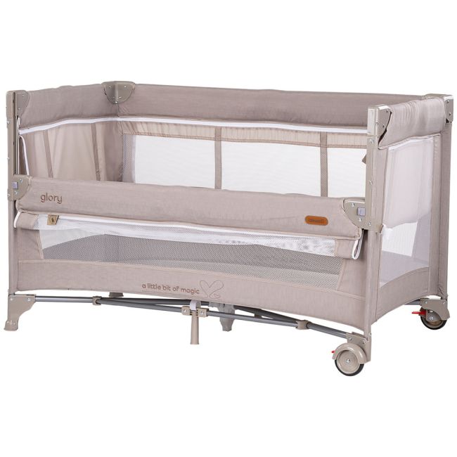 Patut pliabil Chipolino Glory cu laterala culisanta tiramisu