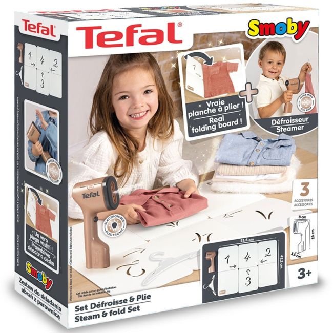 Set Smoby Tefal Steam&Fold aparat de calcat cu 3 accesorii