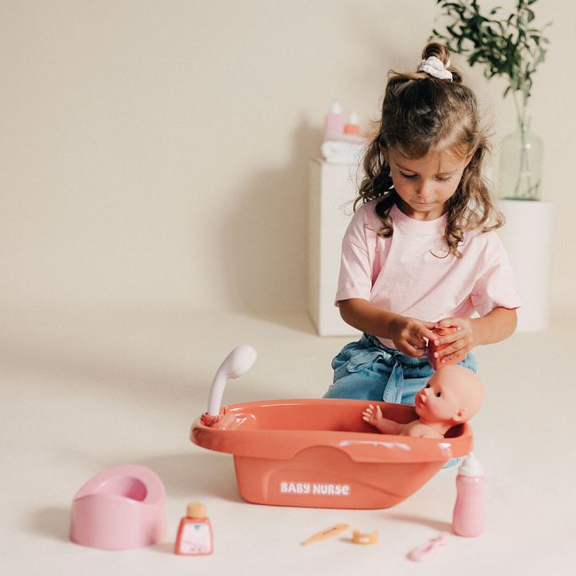 Set de baie pentru papusa Smoby Baby Nurse Bath cu 8 accesorii