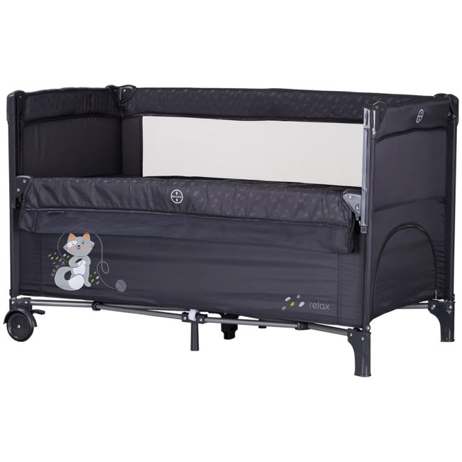 Patut pliabil Chipolino Relax anthracite cu laterala culisanta