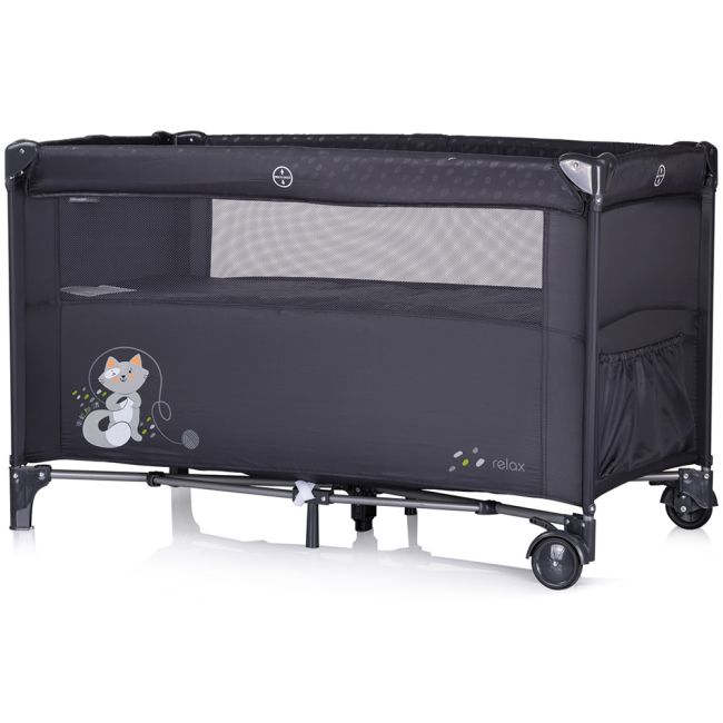 Patut pliabil Chipolino Relax anthracite cu laterala culisanta