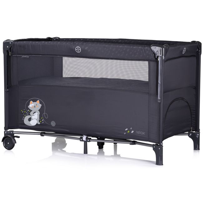 Patut pliabil Chipolino Relax anthracite cu laterala culisanta