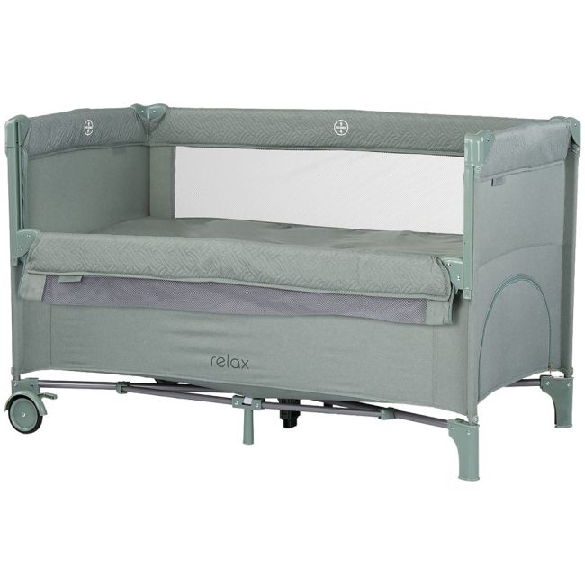 Patut pliabil Chipolino Relax basil linen cu laterala culisanta