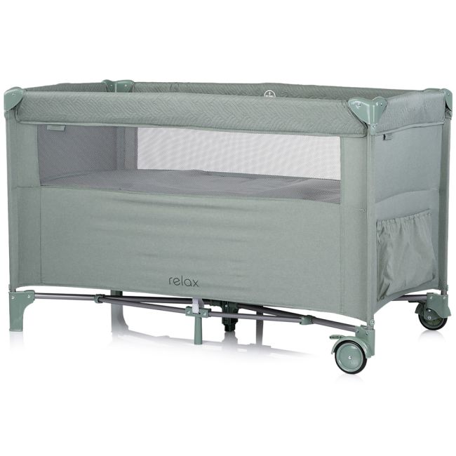 Patut pliabil Chipolino Relax basil linen cu laterala culisanta