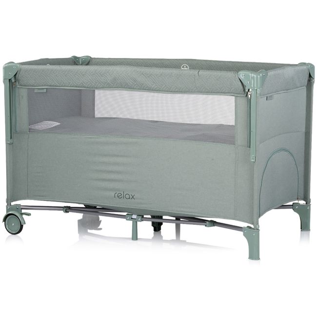 Patut pliabil Chipolino Relax basil linen cu laterala culisanta
