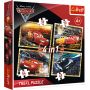 Set puzzle 4 in 1 Trefl Disney Cars, Gata de cursa 1x35 piese, 1x48 piese, 1x54 piese, 1x70 piese