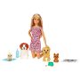 Set Barbie by Mattel Family papusa cu 4 catelusi si accesorii