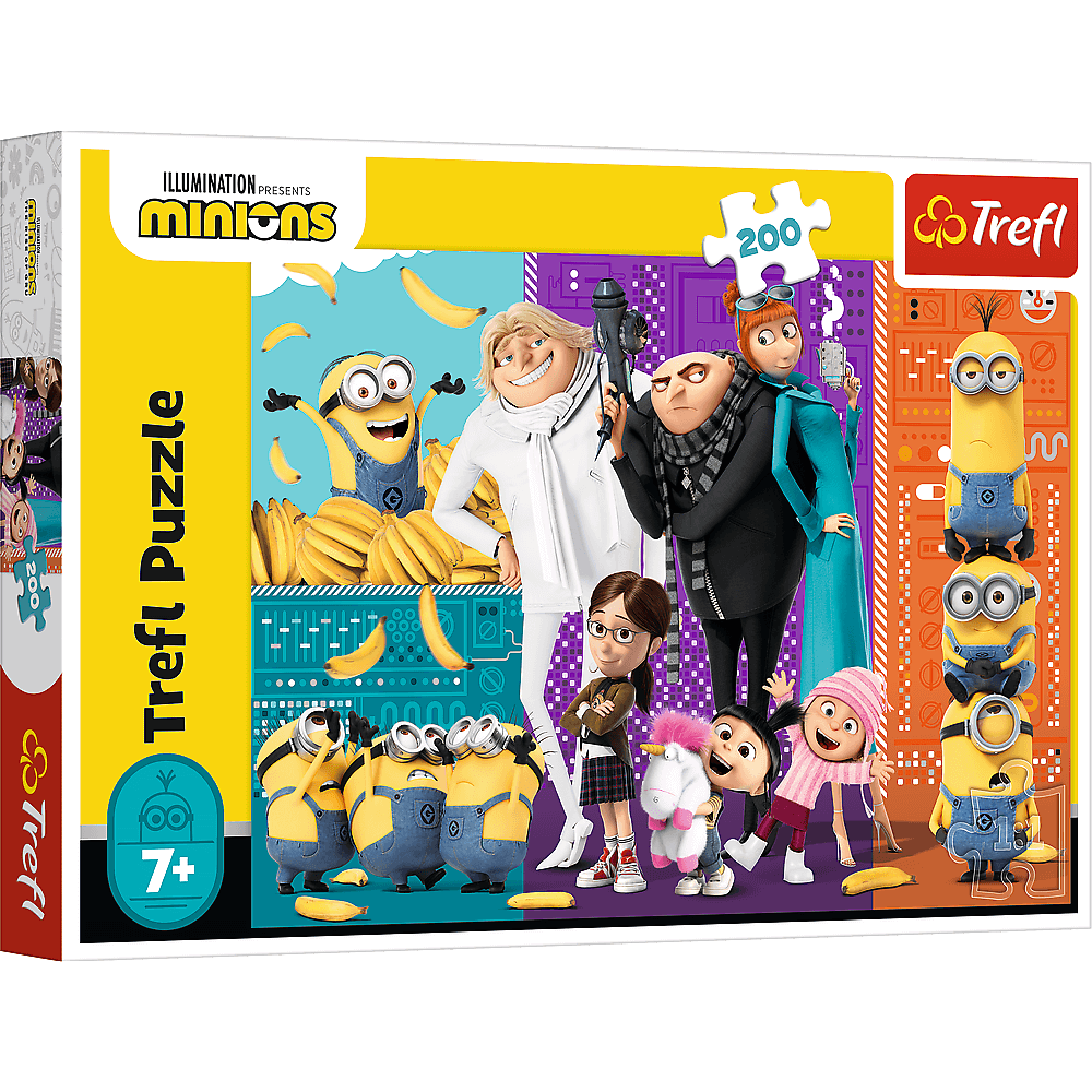 Puzzle Trefl Illumination Minions, Minionii in actiune 200 piese hubners.ro