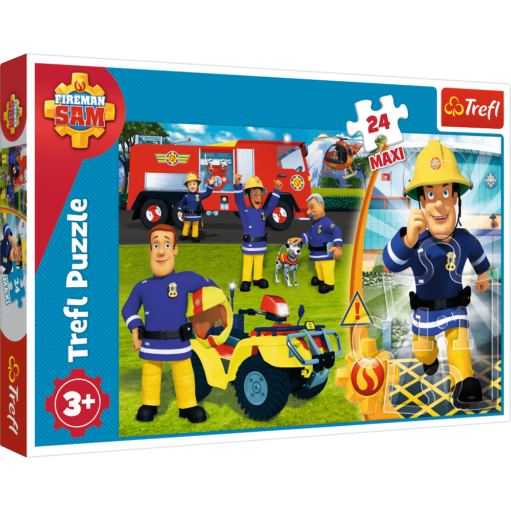 Puzzle trefl maxi fireman sam, curajosul pompier sam 24 piese