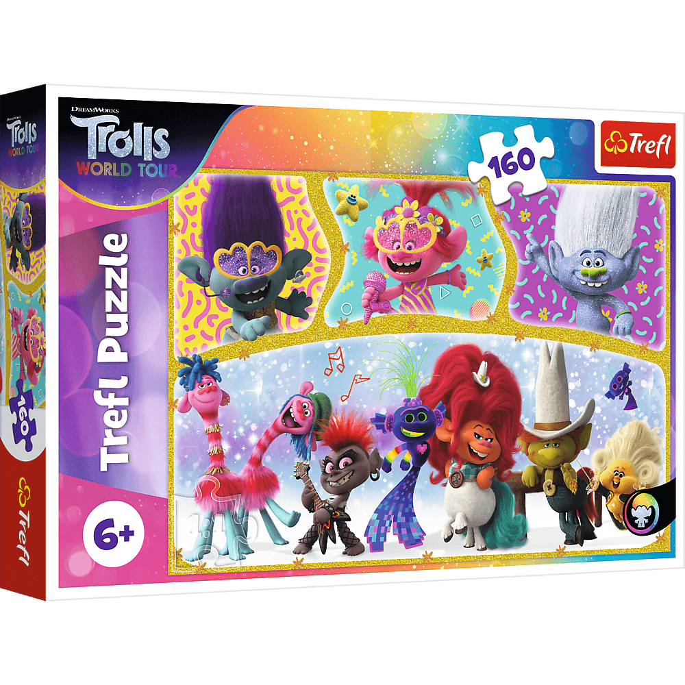 Puzzle Trefl DreamWorks Trolls, Lumea fericita a Trolilor 160 piese hubners.ro