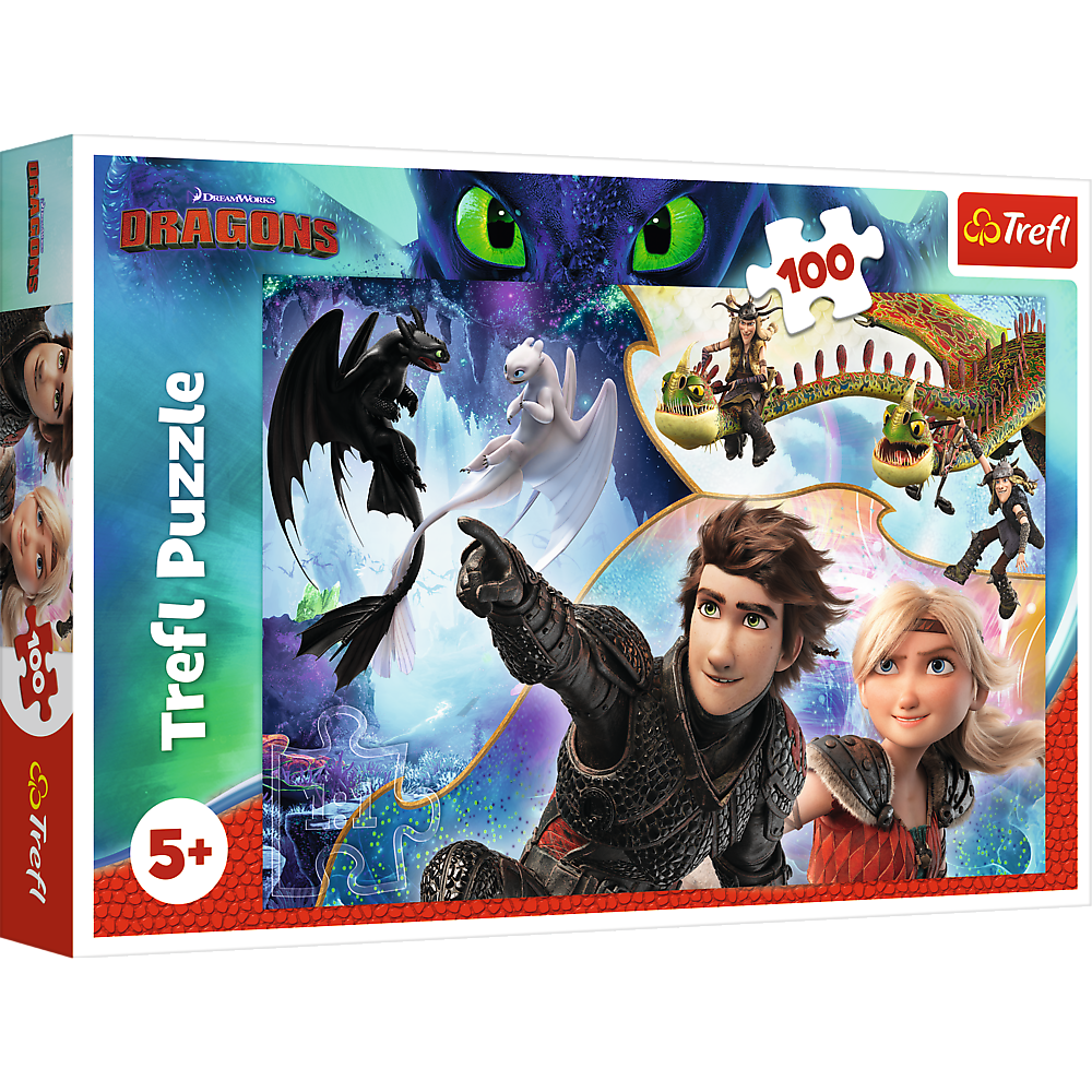 Puzzle Trefl DreamWorks Dragons, Pe taramul dragonilor 100 piese hubners.ro