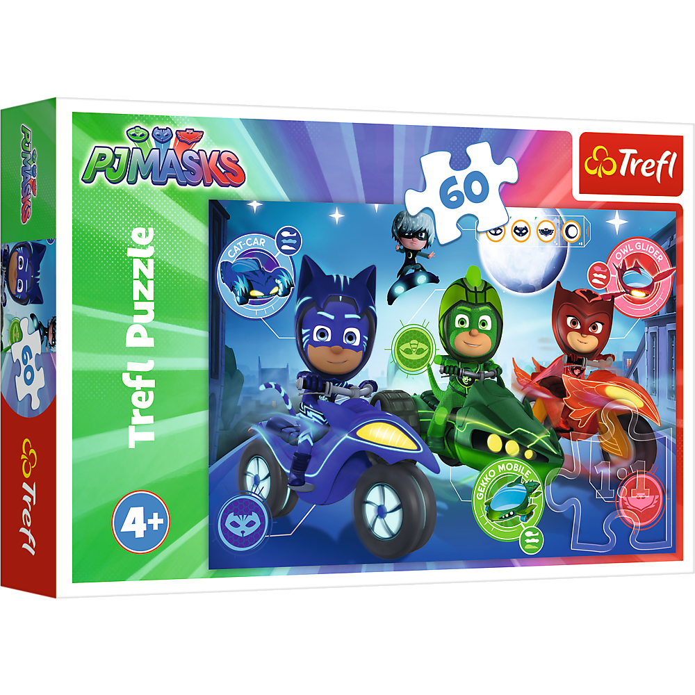 Puzzle Trefl Eroi in Pijama, Cursa nocturna 60 piese hubners.ro