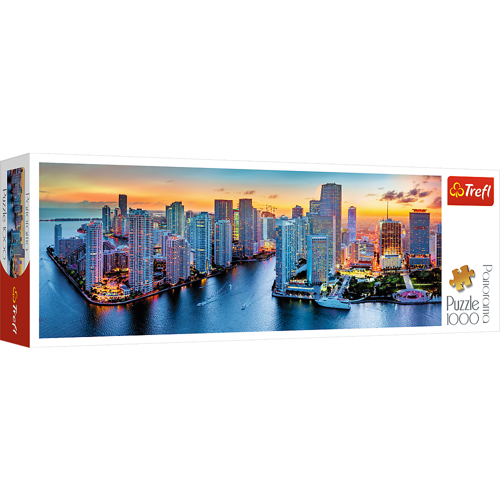 Puzzle Trefl Panorama, Miami dupa intuneric 1000 piese hubners.ro