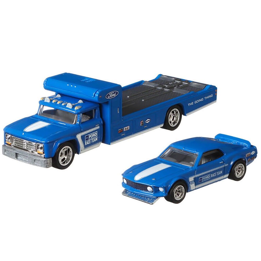 Camion Hot Wheels by Mattel Car Culture Retro Rig cu masina Ford Mustang Boss 302 Jucarii copii