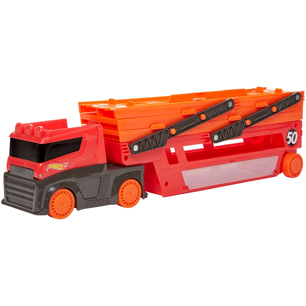 Camion Hot Wheels by Mattel Mega transportator cu trailer
