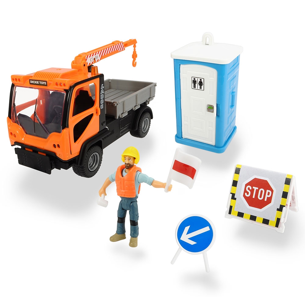 Camion Dickie Toys Playlife M.T. Ladog Service Set cu figurina si accesorii Accesorii