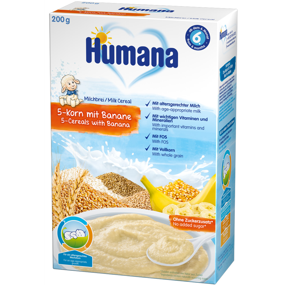 Cereale Humana cu 5 cereale si banane de la 6 luni 200 g