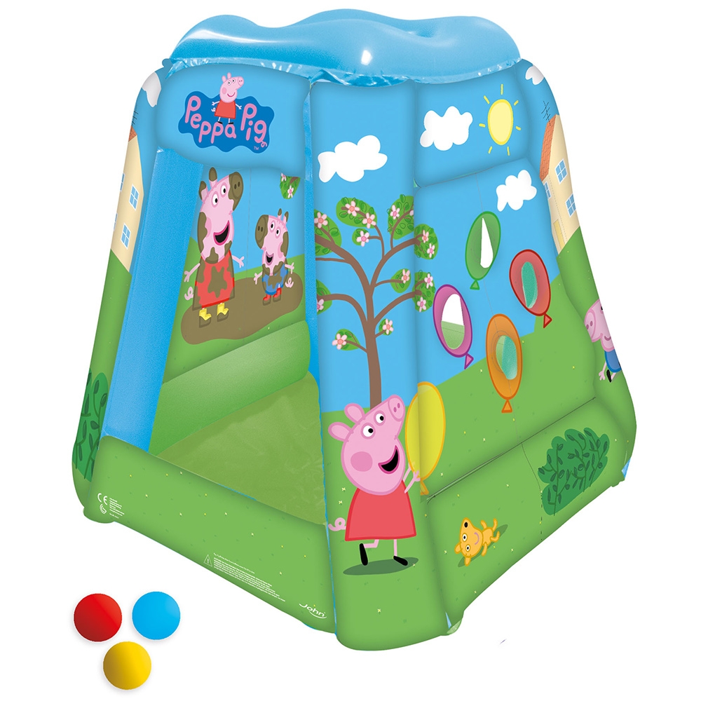 Cort de joaca gonflabil John Peppa Pig 85x85x81 cm cu 20 bile 85x85x81