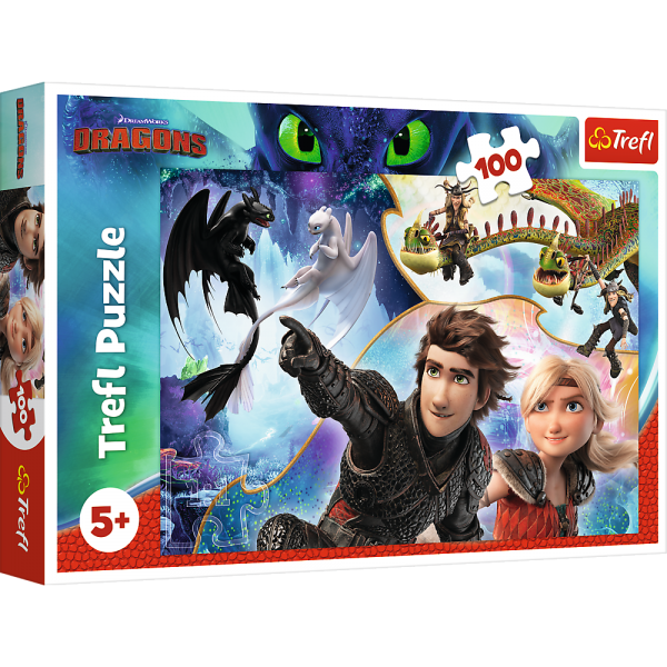 Puzzle Trefl DreamWorks Dragons, Pe taramul dragonilor 100 piese