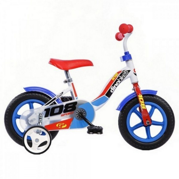 Bicicleta copii Dino Bikes 10" 108 Sport alb si albastru