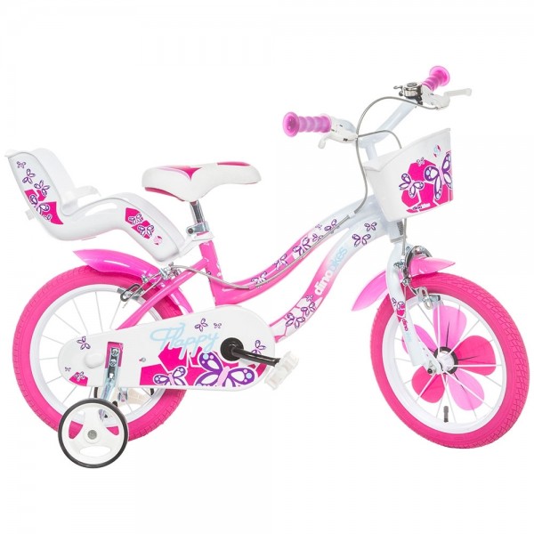 Bicicleta copii Dino Bikes 14" Flappy roz