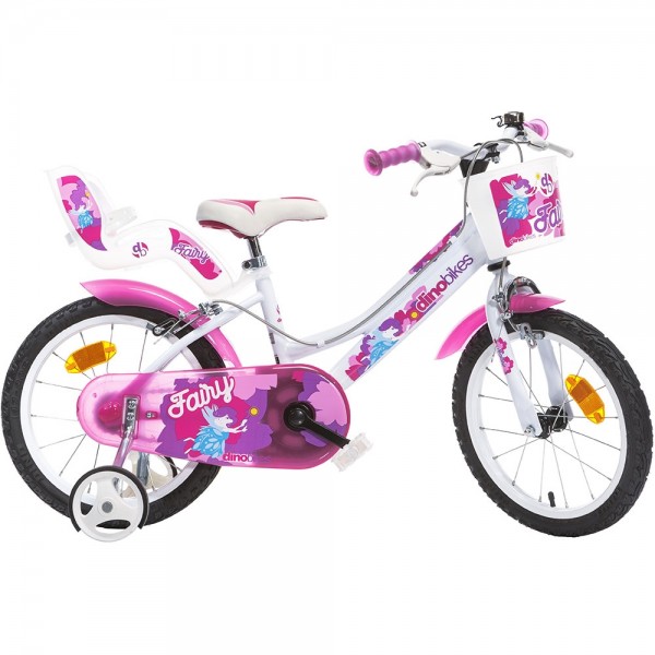 Bicicleta copii Dino Bikes 16" Fairy alb si roz