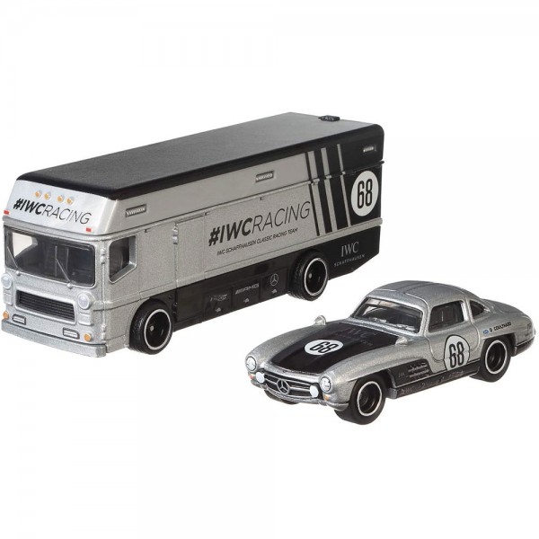 Camion Hot Wheels by Mattel Car Culture Euro Hauler cu masina Mercedes-Benz 300 SL