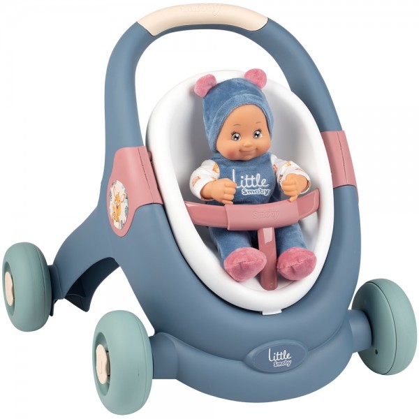 Carucior pentru papusi Smoby Baby Walker 3 in 1 cu papusa