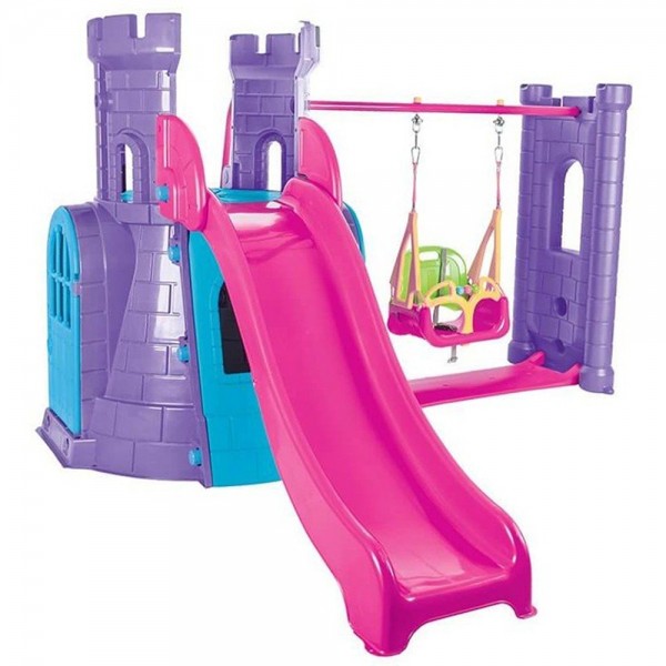 Centru de joaca Pilsan Castle Slide and Swing Set purple