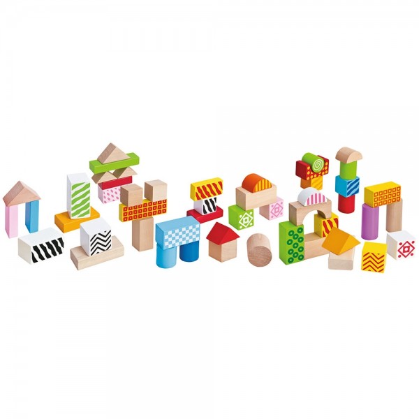 Jucarie Eichhorn Cuburi in galetusa Wooden Blocks 50 piese