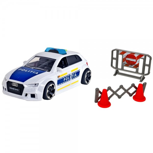 Masina de politie Dickie Toys Audi RS3 1 32 15 cm cu lumini, sunete si accesorii