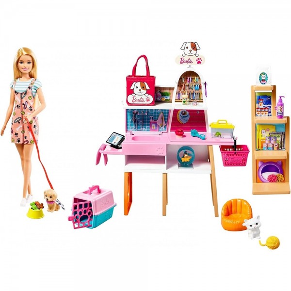 Set Barbie by Mattel Magazin accesorii animalute cu papusa si accesorii