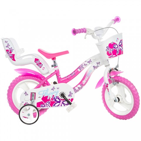 Bicicleta copii Dino Bikes 12" Flappy roz