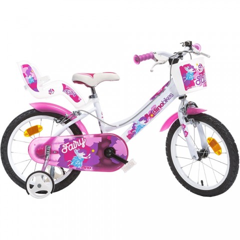 Bicicleta copii Dino Bikes 16" Fairy alb si roz