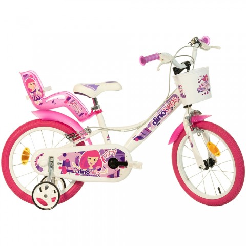 Bicicleta copii Dino Bikes 16" Fairy alb si roz