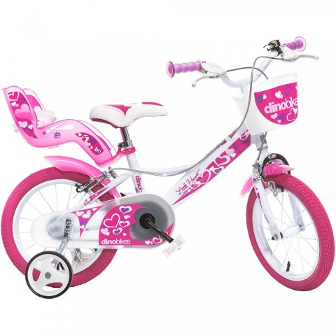 Bicicleta copii Dino Bikes 16" Little Heart alb si roz