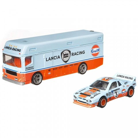 Camion Hot Wheels by Mattel Car Culture Euro Hauler cu masina Lancia Rally 037