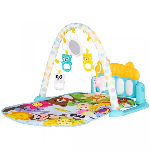 Covoras de joaca cu pian Chipolino Zoo Party blue