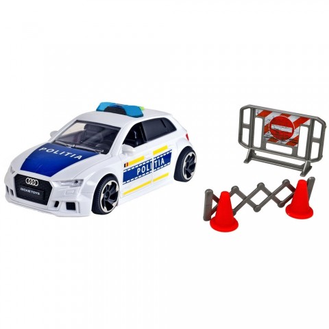 Masina de politie Dickie Toys Audi RS3 1 32 15 cm cu lumini, sunete si accesorii