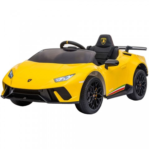 Masinuta electrica Chipolino Lamborghini Huracan yellow cu scaun din piele si roti EVA