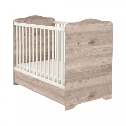Patut copii din lemn cu sertar Hubners Sofia 120x60 cm crem nisip