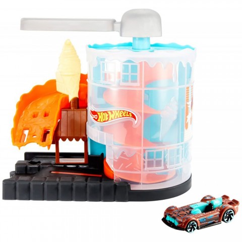 Pista de masini Hot Wheels by Mattel City Downtown Ice Cream Meltdown cu masinuta