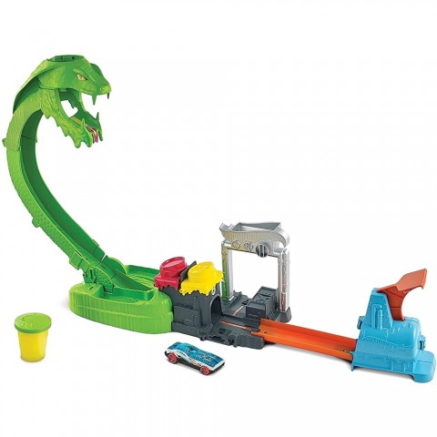 Pista de masini Hot Wheels by Mattel City Toxic Snake Strike cu masinuta si slime